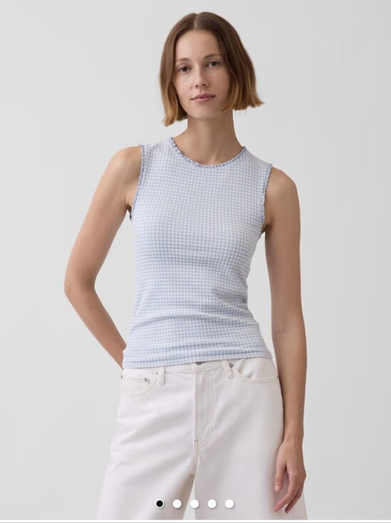 GAP Tops - GAP Ginham Pointelle Shell Tank Top